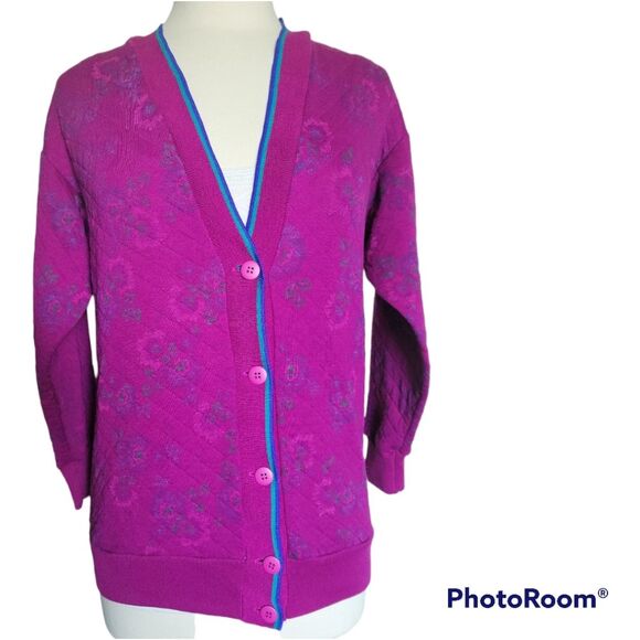 VINTAGE Gitano FLORAL CARDIGAN - 1990s - SMALL - Picture 1 of 9